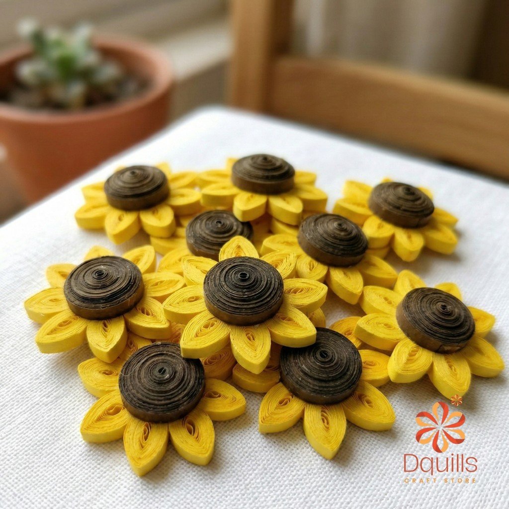 Grand Harvest Quilled Sunflower Wreath Kit – 80 Piece DIY Paper Craft Set - Image 3