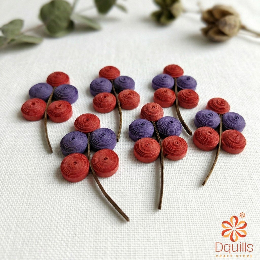 Quilled Pastel Floral & Berry Assortment Kit – 61 Piece DIY Paper Craft Set - Image 6