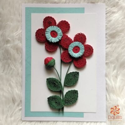 Blush & Mint Floral Paper Quilling Card