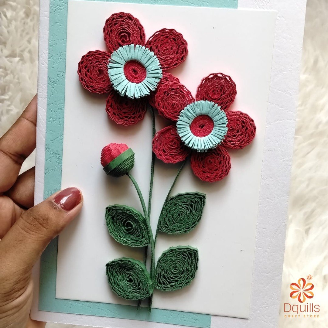 Blush & Mint Floral Paper Quilling Card - Image 3