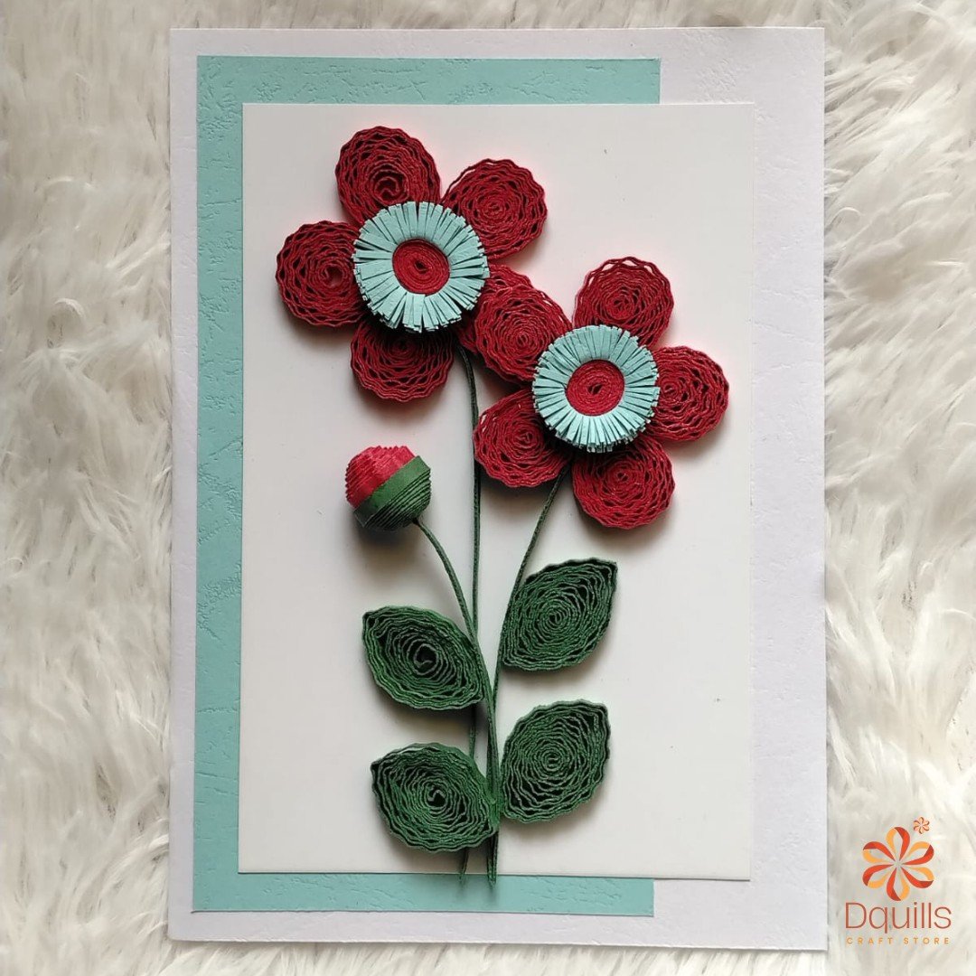Blush & Mint Floral Paper Quilling Card