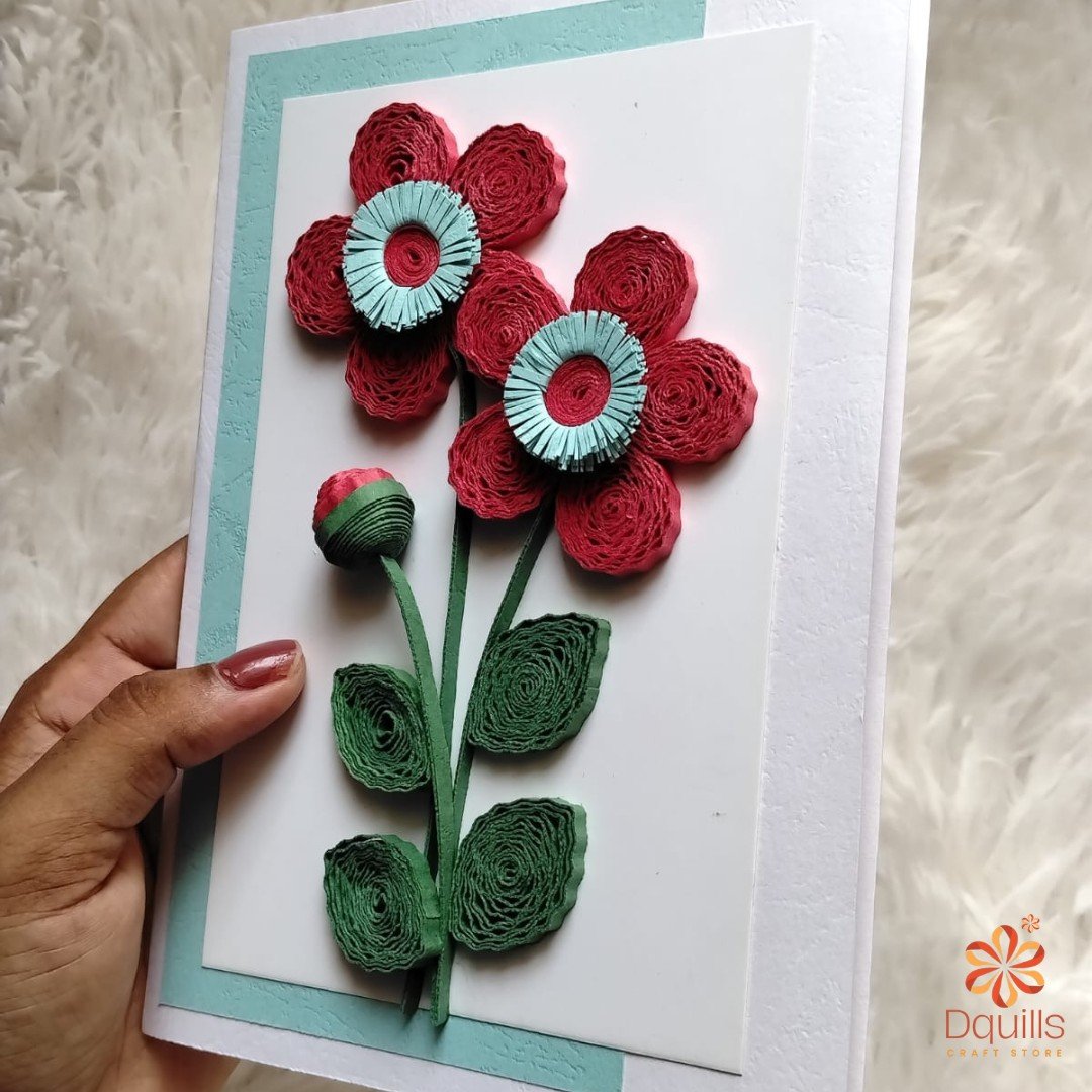Blush & Mint Floral Paper Quilling Card - Image 2