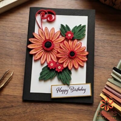 Quilled Gerbera Blossoms Birthday Card