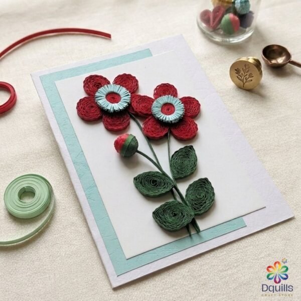 Blush & Mint Floral Quilling Card – Handcrafted Paper Art