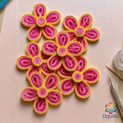 Sunshine Blossom Quilling Flowers – Pastel Pink & Yellow Handcrafted