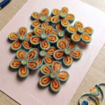 Sunshine Blossom Quilling Flowers – Blue & Orange Handcrafted