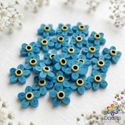 Handmade Quilled Forget-Me-Not Flowers Blue 2.5cm