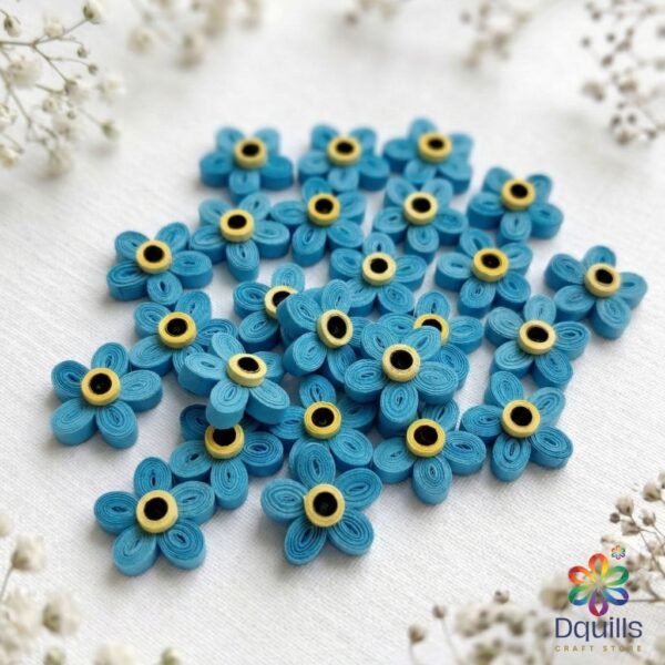 Handmade Quilled Forget-Me-Not Flowers Blue 2.5cm