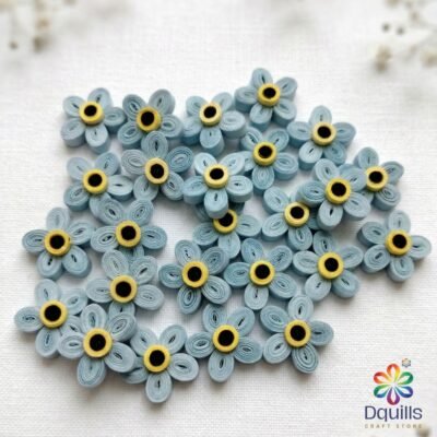 Handmade Quilled Forget-Me-Not Flowers | Dusty Blue | 2.5cm