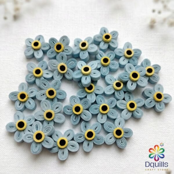 Handmade Quilled Forget-Me-Not Flowers | Dusty Blue | 2.5cm