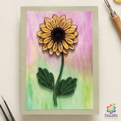 Lavender Sun Daisy Quilling Card – Handmade Floral Greeting