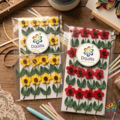 3D Quilled Paper Flowers with Stems & Leaves | Dquills