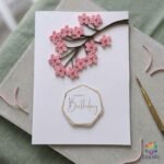 Pink Sakura Quilled Birthday Card | Handmade Greeting Card