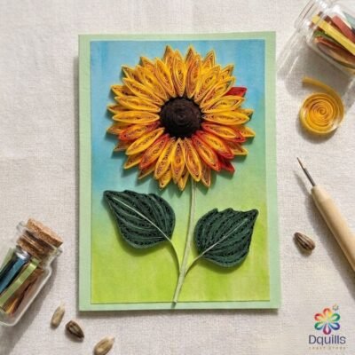 Sunflower Quilling Greeting Card – Handcrafted Paper Art