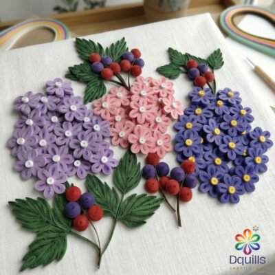 Quilled Pastel Floral & Berry Kit – 61 Piece Set