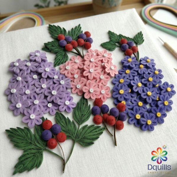 Quilled Pastel Floral & Berry Kit – 61 Piece Set