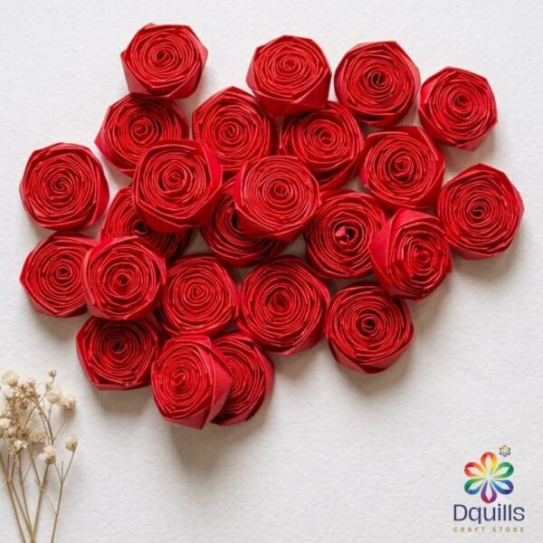 Mini Quilled Red Paper Roses – Handmade Embellishments