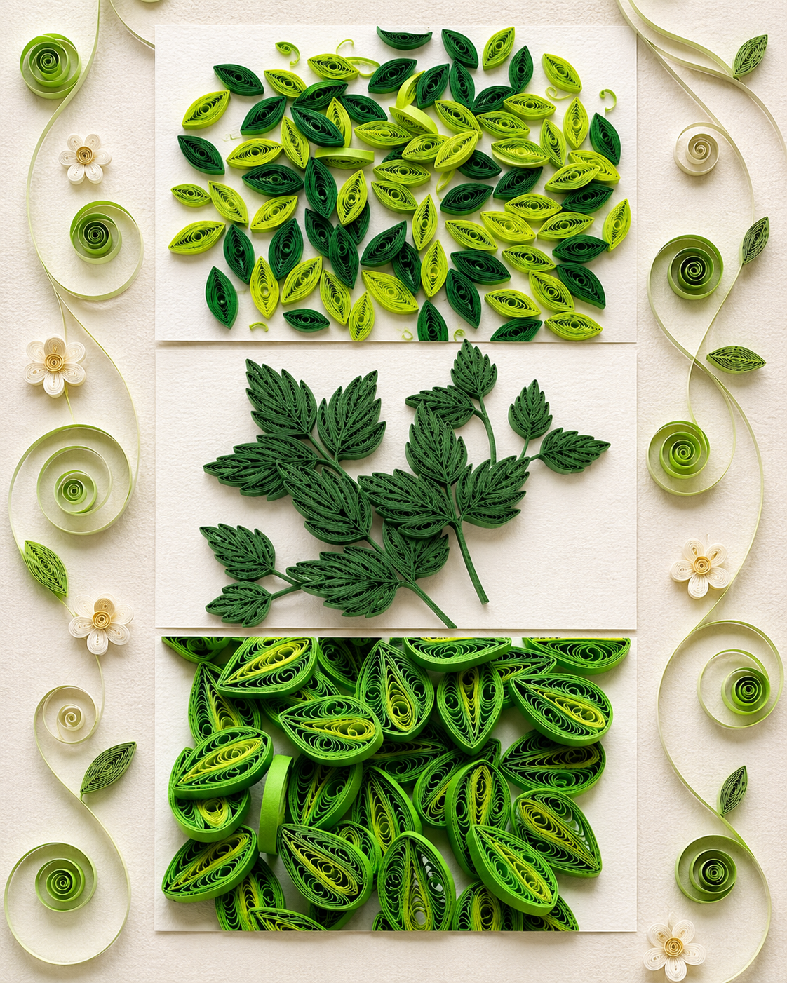 Handcrafted Quilled Leaves
